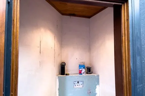 Bathroom renovation in the procession inside a modern apartment Stock Photos