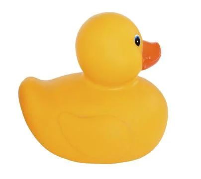 Bathroom rubber duck on a white background. ...bird, toy, yellow, fowl, anima Stock Illustration