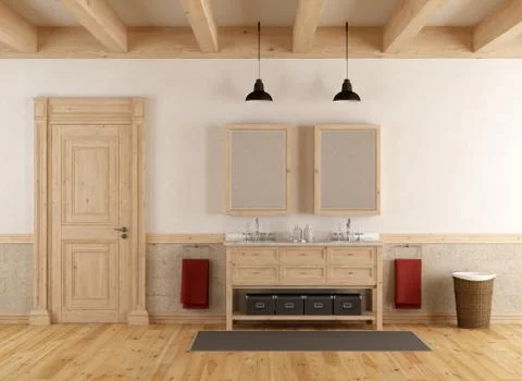 Bathroom in rustic style Stock Illustration