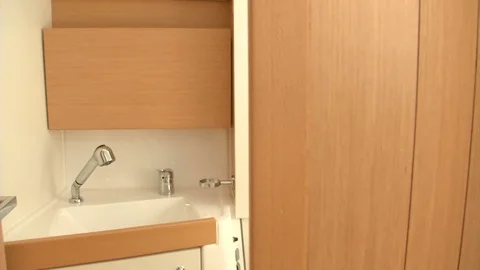 Bathroom on a sailing boat Stock Footage 72117115