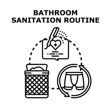 Bathroom sanitation routine maintaining personal hygiene and cleanliness Stock-Illustration