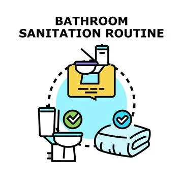 Bathroom sanitation routine for personal hygiene and cleanliness Stock-Illustration