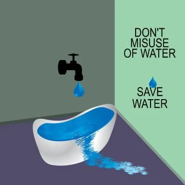 Bathroom save water Stock Illustration