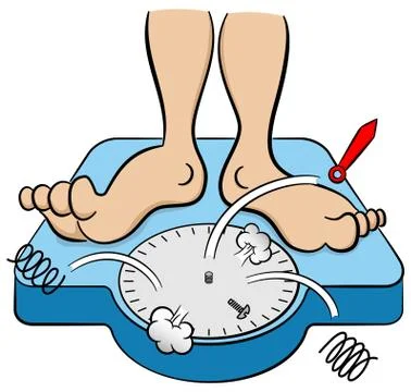 Bathroom scale collapses under weight Stock-Illustration