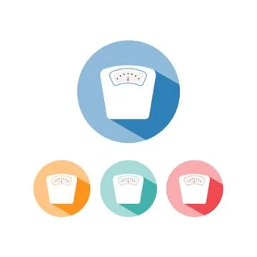 Bathroom scale color icon with shadow on a colored circles Illustrazione stock