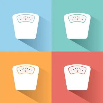Bathroom scale color icon with shadow on colored backgrounds Stock Illustration
