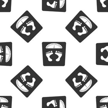 Bathroom scale with footprints icon pattern Illustrazione stock