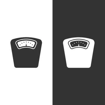 Bathroom scale icon on a white and black background Stock Illustration