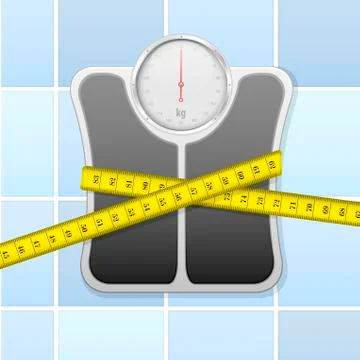 Bathroom scale with measure tape Stock Illustration