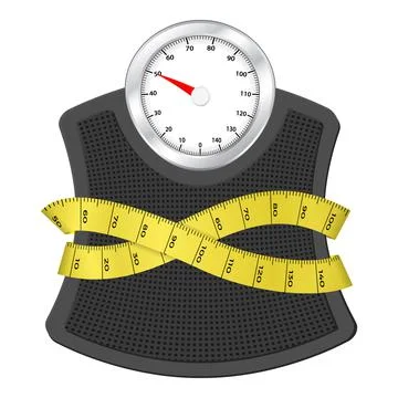 Bathroom scale with measuring tape Stock Illustration