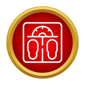 Bathroom scale measuring weight on a red background Stock Illustration