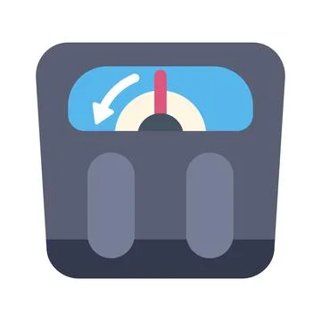 Bathroom scale showing weight loss progress flat icon Stock Illustration