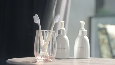 Bathroom Set and Beauty Items Stock Footage 104138295