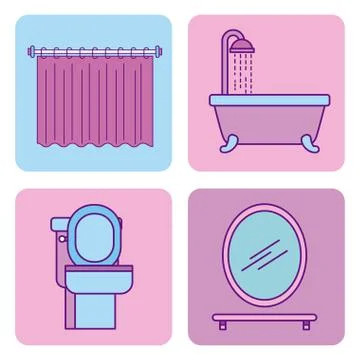 Bathroom set of icons equipment elements concept Stock Illustration