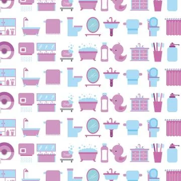 Bathroom set of icons equipment elements concept Illustrazione stock