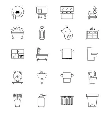 Bathroom set of icons equipment elements concept Stock Illustration