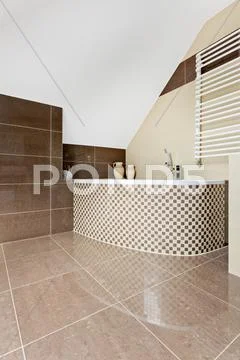 Bathroom in shades of brown Stock Photos