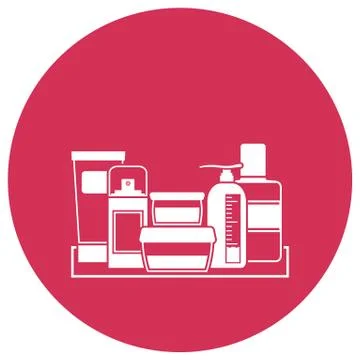Bathroom shelf line-art vector illustration Stock Illustration