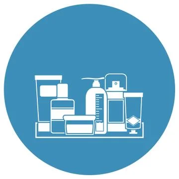 Bathroom shelf line-art vector illustration Stock Illustration
