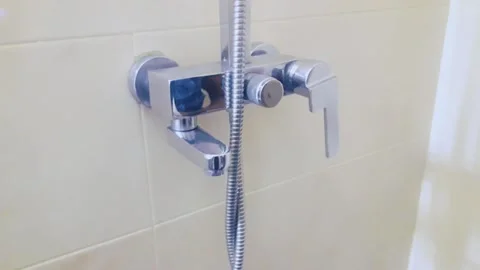 Bathroom shower handle sanitize Stock Footage 167121789