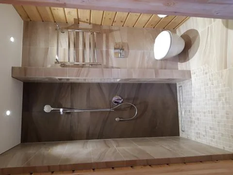 Bathroom with shower Stock Photos