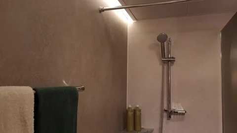 Bathroom (shower space) stylish interior Stock Footage 256457133