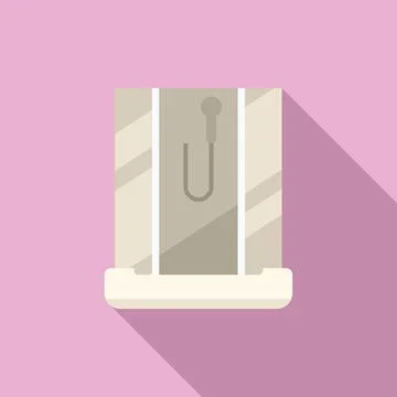 Bathroom shower stall icon flat vector. Glass cabin Stock Illustration