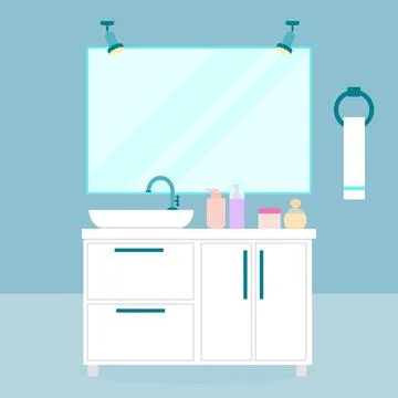 Bathroom with sink and mirror イラスト素材