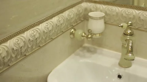 Bathroom sink and mixer Stock Footage 61155341