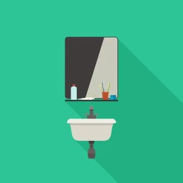 Bathroom sink with mirror. Stock Illustration