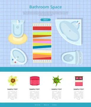 Bathroom Space Interior Design Vector Illustration 库存插图
