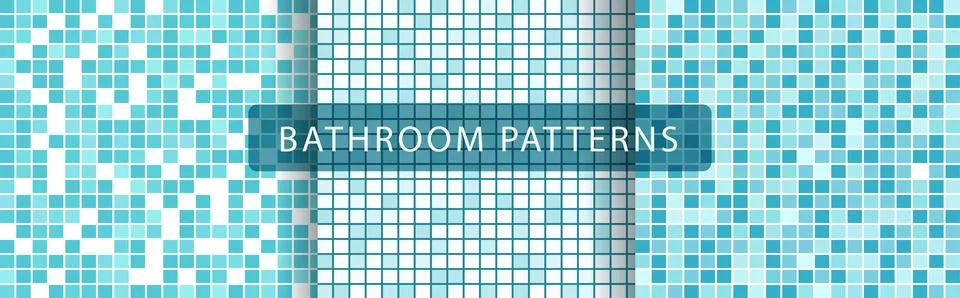 Bathroom square seamless pattern. Blue set vector illustration. 스톡 일러스트