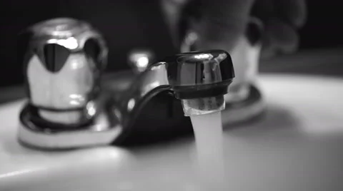 Bathroom tap in monochrome Stock Footage 51139938