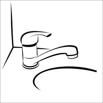 Bathroom taps sketch Stock Illustration
