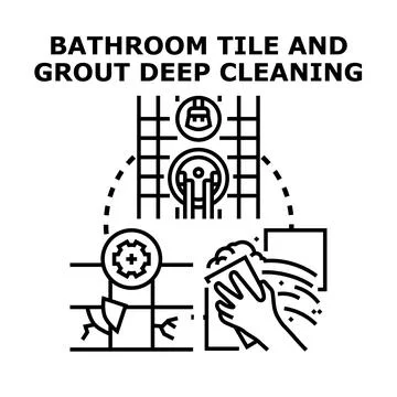 Bathroom tile and grout deep cleaning process concept 스톡 일러스트