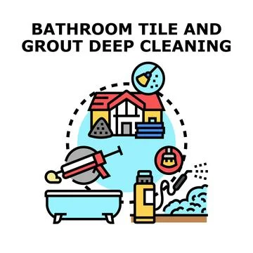 Bathroom tile and grout deep cleaning concept 스톡 일러스트