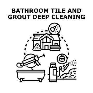 Bathroom tile and grout deep cleaning concept 스톡 일러스트