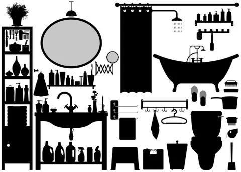 Bathroom Toilet Design Set Vector Stock-Illustration