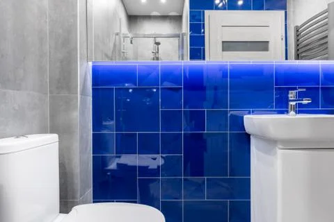 Bathroom with touch of blue Foto stock