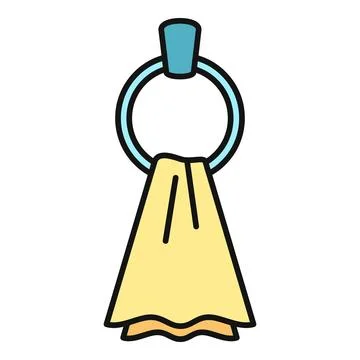 Bathroom towel hanging on a ring holder icon Stock Illustration