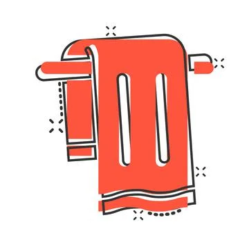 Bathroom towel icon in comic style. Washcloth cartoon vector illustration on  Stock Illustration