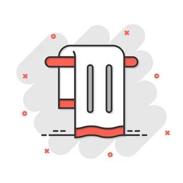 Bathroom towel icon in comic style. Washcloth cartoon vector illustration on  Stock Illustration