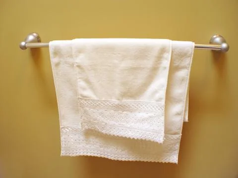 Bathroom towels on rack Stock Photos