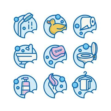 Bathroom Vector Icon Collections Stock Illustration