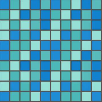 Bathroom wall square tile mosaic pattern. Turquoise ceramic floor design. vec Stock Illustration