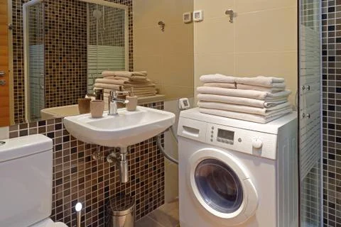 Bathroom washing machine Stock Photos
