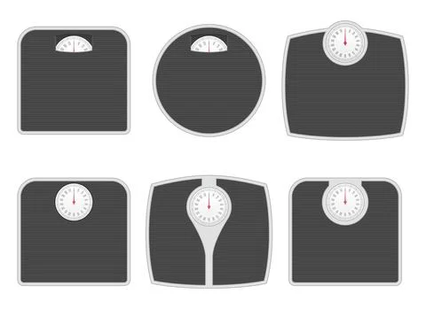 Bathroom weighing scale in different shapes vector illustration Illustrazione stock