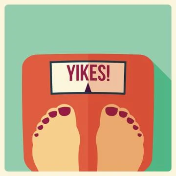 Bathroom weight scales, flat design Stock Illustration