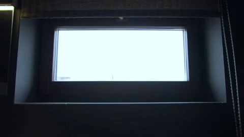 Bathroom window, blinds rolling down Stock Footage 159662239