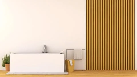 Bathroom on wooden design -3D Rendering Stock Illustration